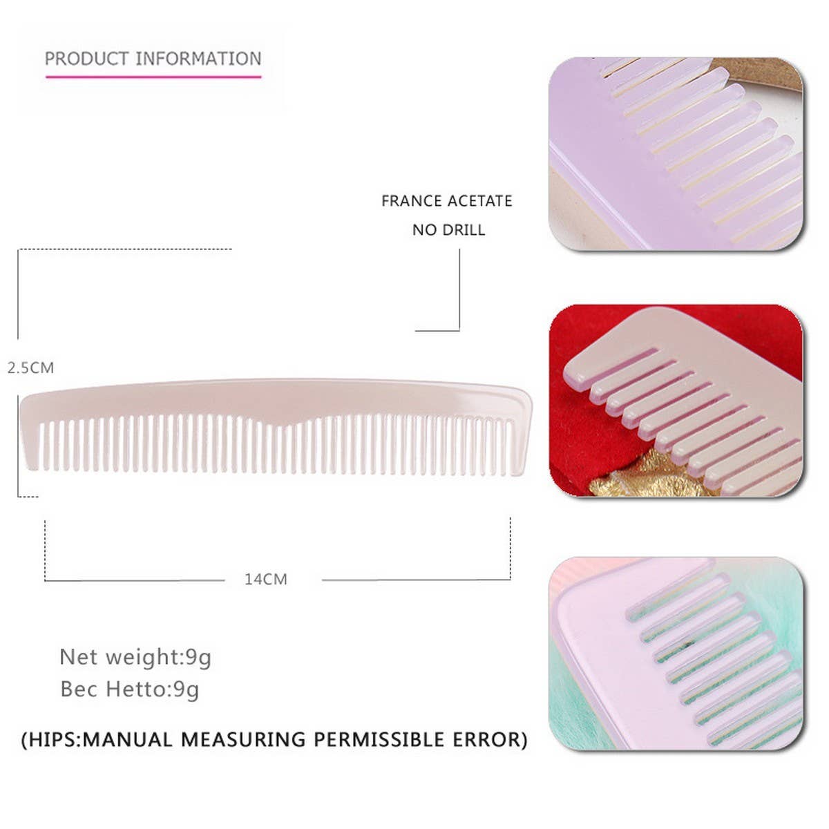 ACETATE SHEET HAIR COMB ANTI STATIC COMB_CWAHA4196