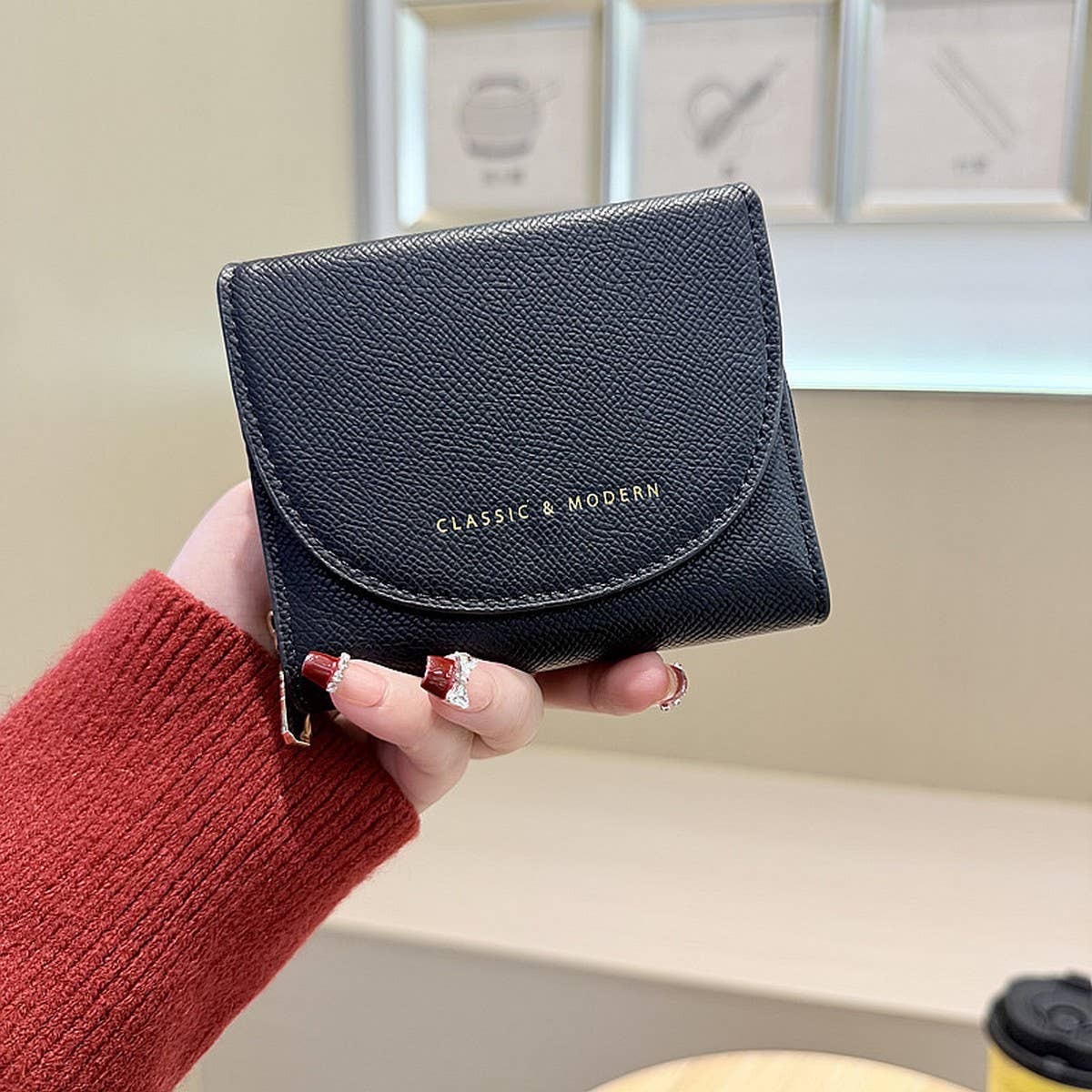 New Solid Color 3-Fold Wallet With Flip Cover_Cwab06253