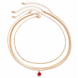 FIVE LEAF GRASS COLORFUL SNAKE BONE CHAIN NECKLACE_CWAJE1162