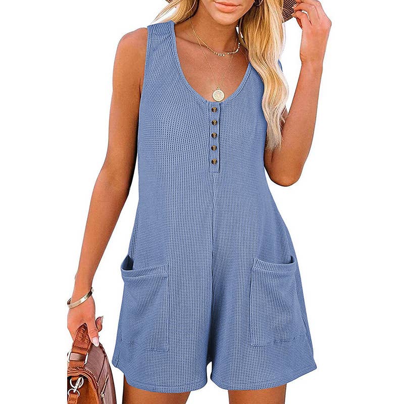Textured Multi-Pocket Straight-Leg Jumpsuit