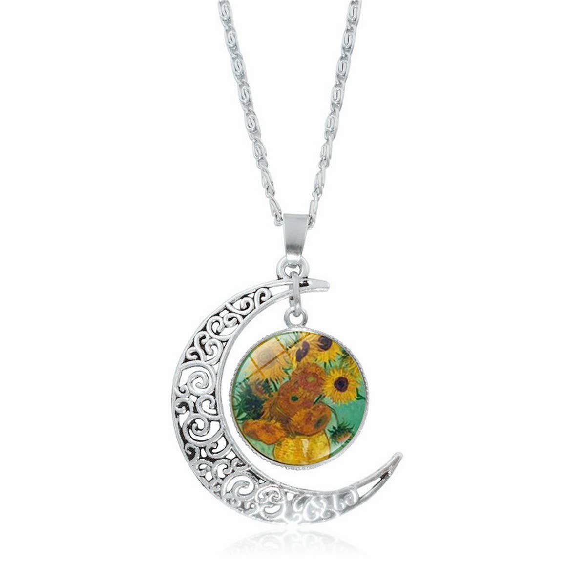 HOLLOW OUT MOON GEM PENDANT NECKLACE_CWAJE0705