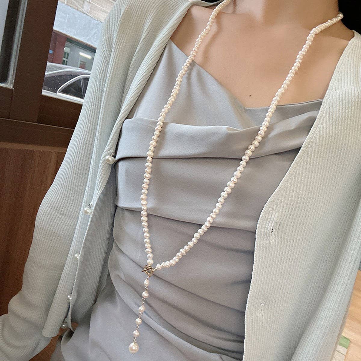 HIGH GRADE FRESHWATER PEARL SWEATER NECKLACE_CWAJE3889