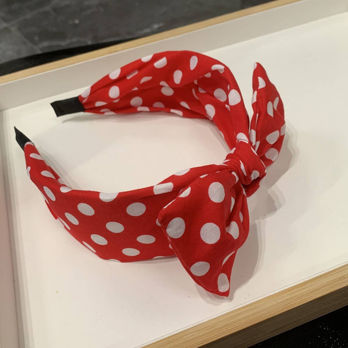 FRENCH STYLE BIG BOW DOT SIMPLE HEADBAND_CWAHA2558