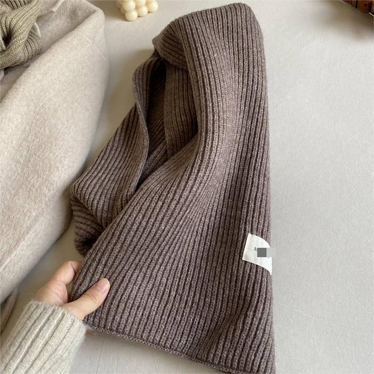PLAID KNIT SCARF SOFT FAUX CASHMERE WINTER WRAP_CWASC1235