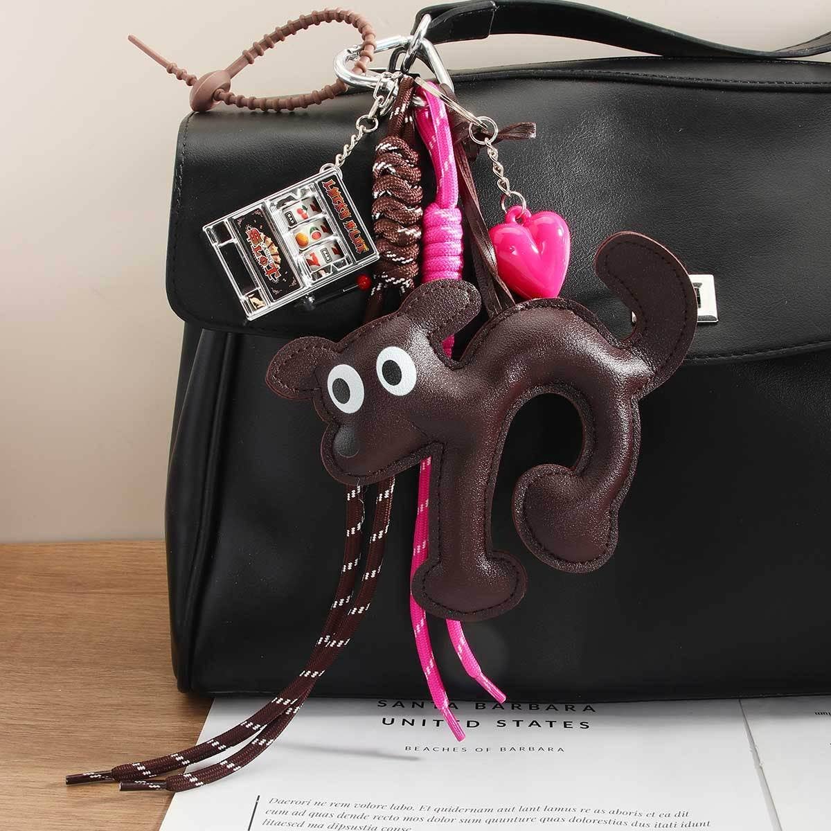 RETRO PU CAT KEYCHAIN WITH HEART FRUIT TOY_CWMM7832