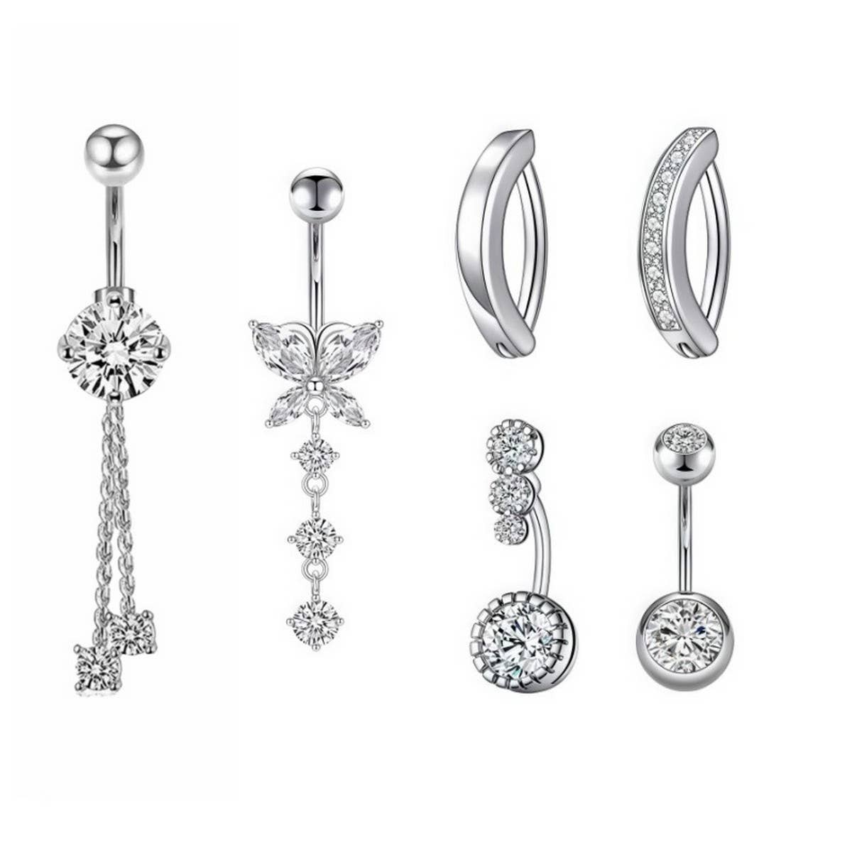 BUTTERFLY CZ BELLY BUTTON RING BODY PIERCING_CWMM9178