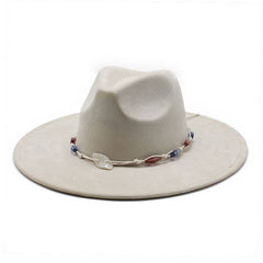 RETRO ETHNIC STYLE TASSEL SUEDE HAT WOOLEN JAZZ HAT_CWAH2524