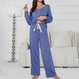 Solid Color Long Sleeve And Pants Home Suit