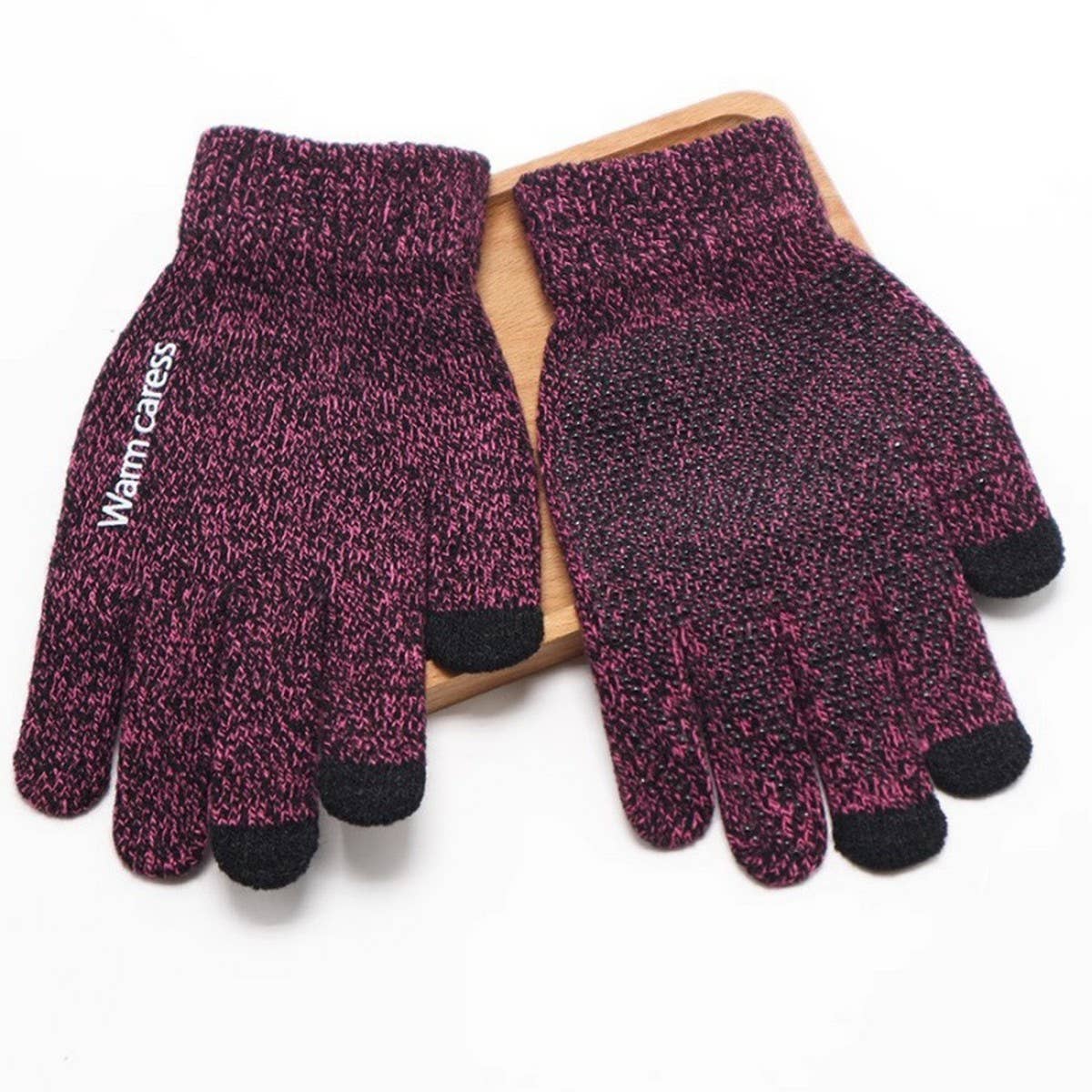 NON SLIP STUDENT KNITTED WOOL TOUCH SCREEN GLOVES_CWAG0193