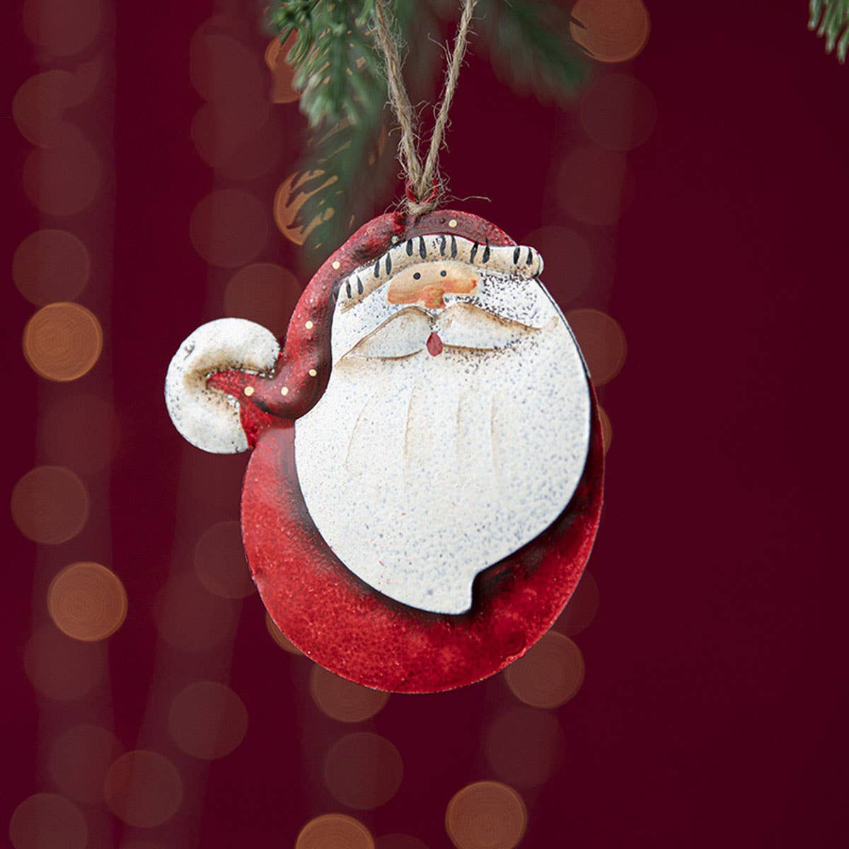 RUSTIC IRON ANGEL SANTA SNOWMAN TREE HANGING_CWMM9765