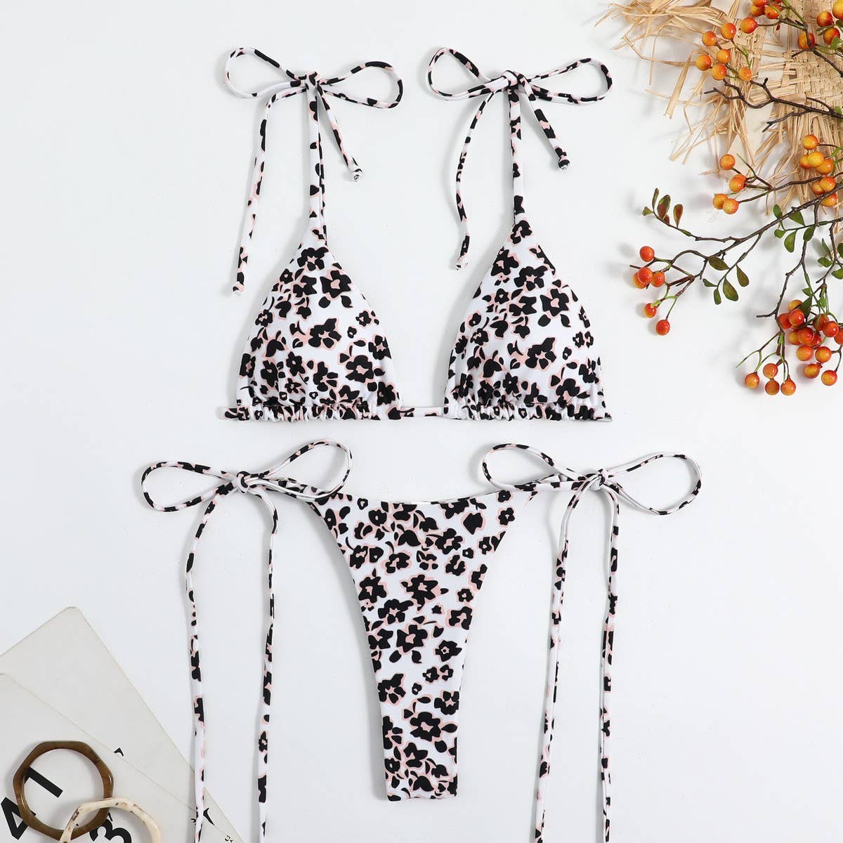 Floral Leopard Print Bikini,Summer Swimwear_Cwmw0188