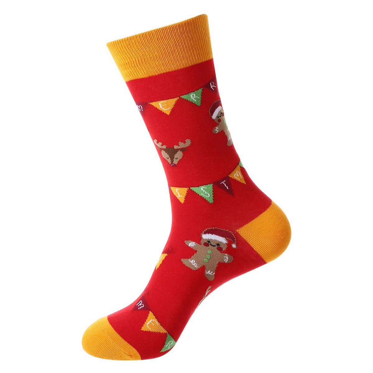 CHRISTMAS ELK SNOWMAN MIDDLE TUBE COTTON SOCKS_CWMS1024