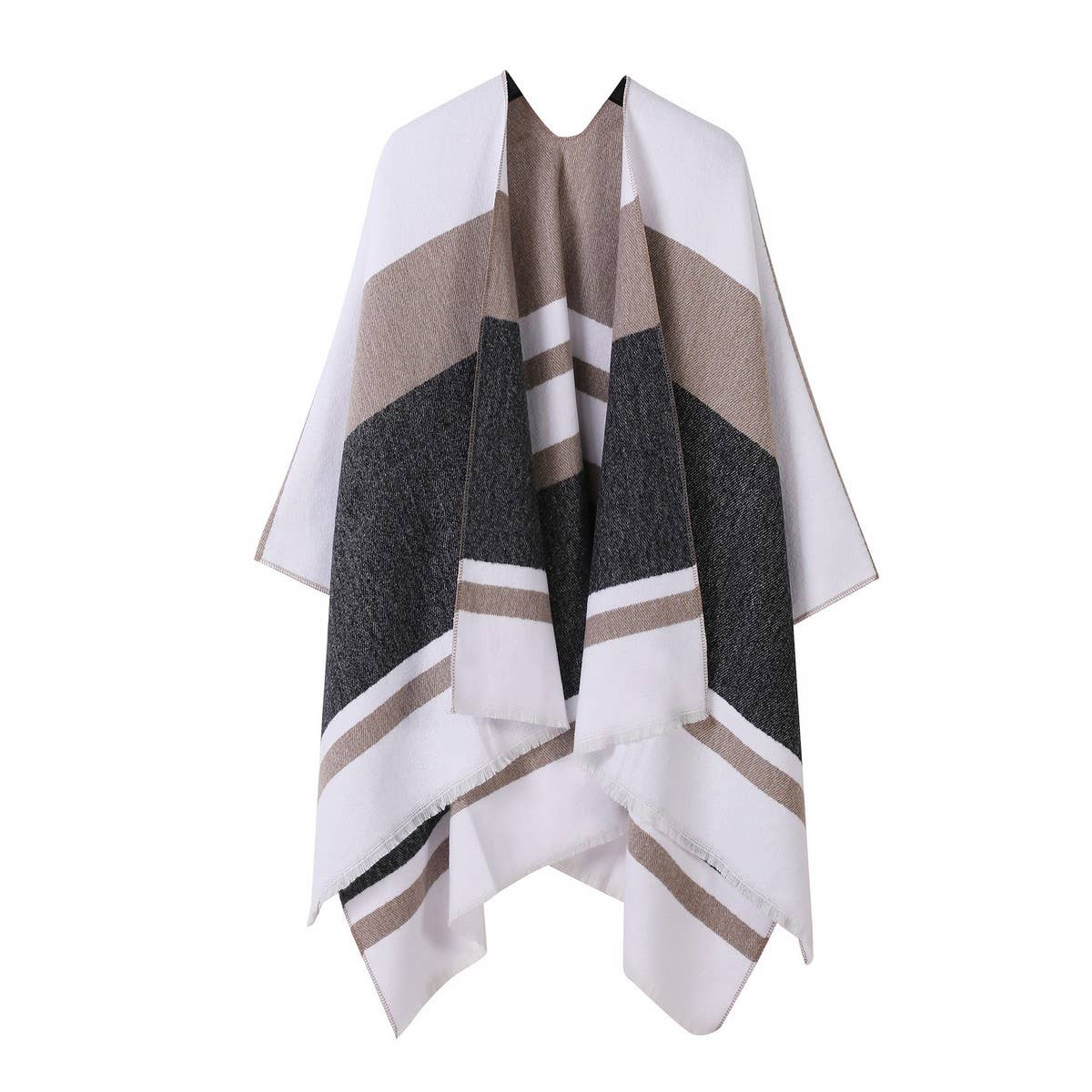 COLORBLOCKED AND BARRED CAPE WITH OUTER CAPE_CWASC2165