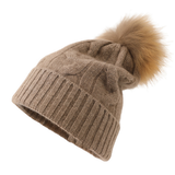 Winter Knit Pom Pom Hat Soft Cashmere For Her_Cwah3996