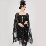 ELEGANT SHEER SEQUIN FRINGE WRAP FORMAL DRESS_CWMM8955