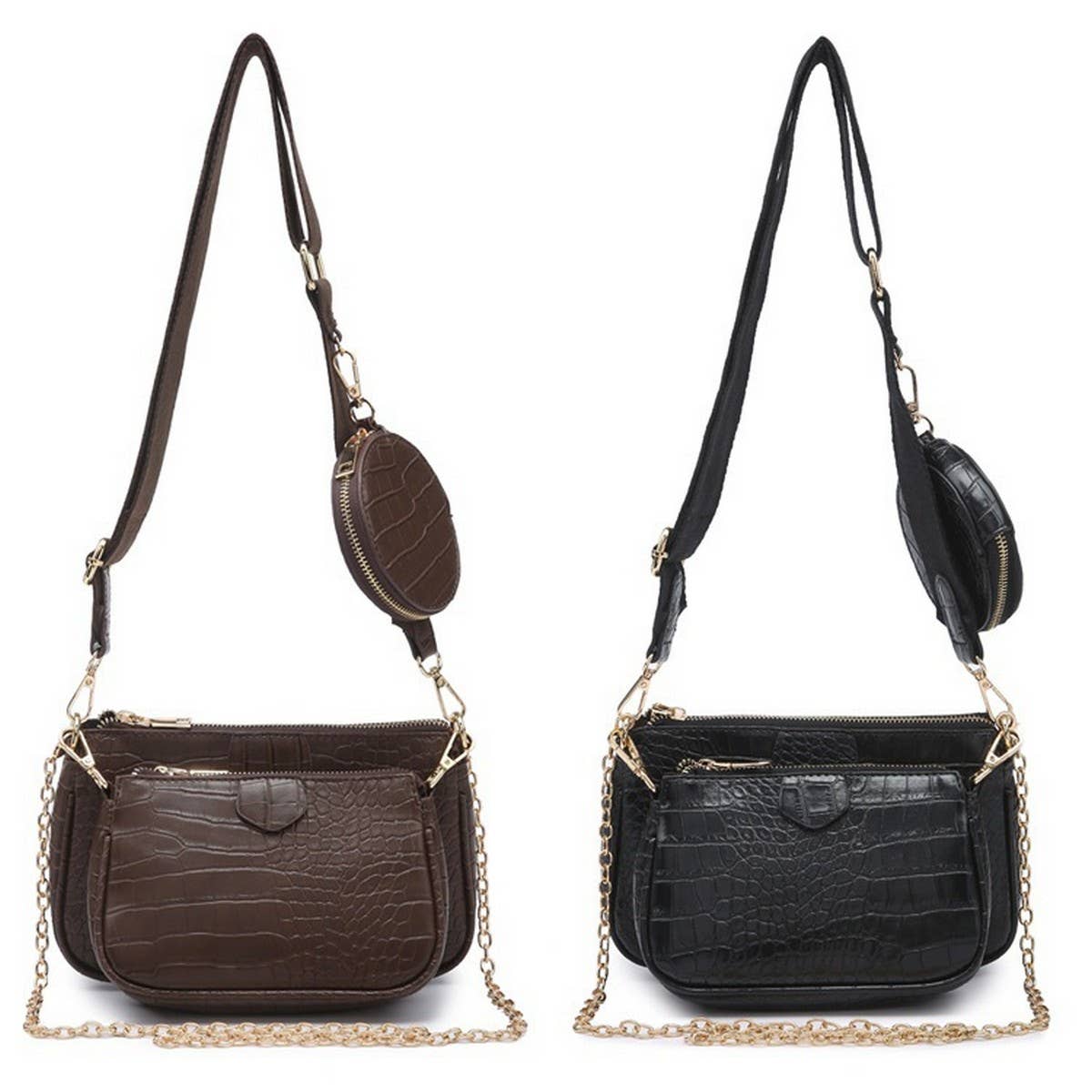 CROCODILE PATTERN ZERO WALLET SHOULDER BAG_CWAB1392