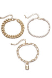 LOCK PENDENT AND RHINESTONE AND CHAIN BRACELET_CWAJE022