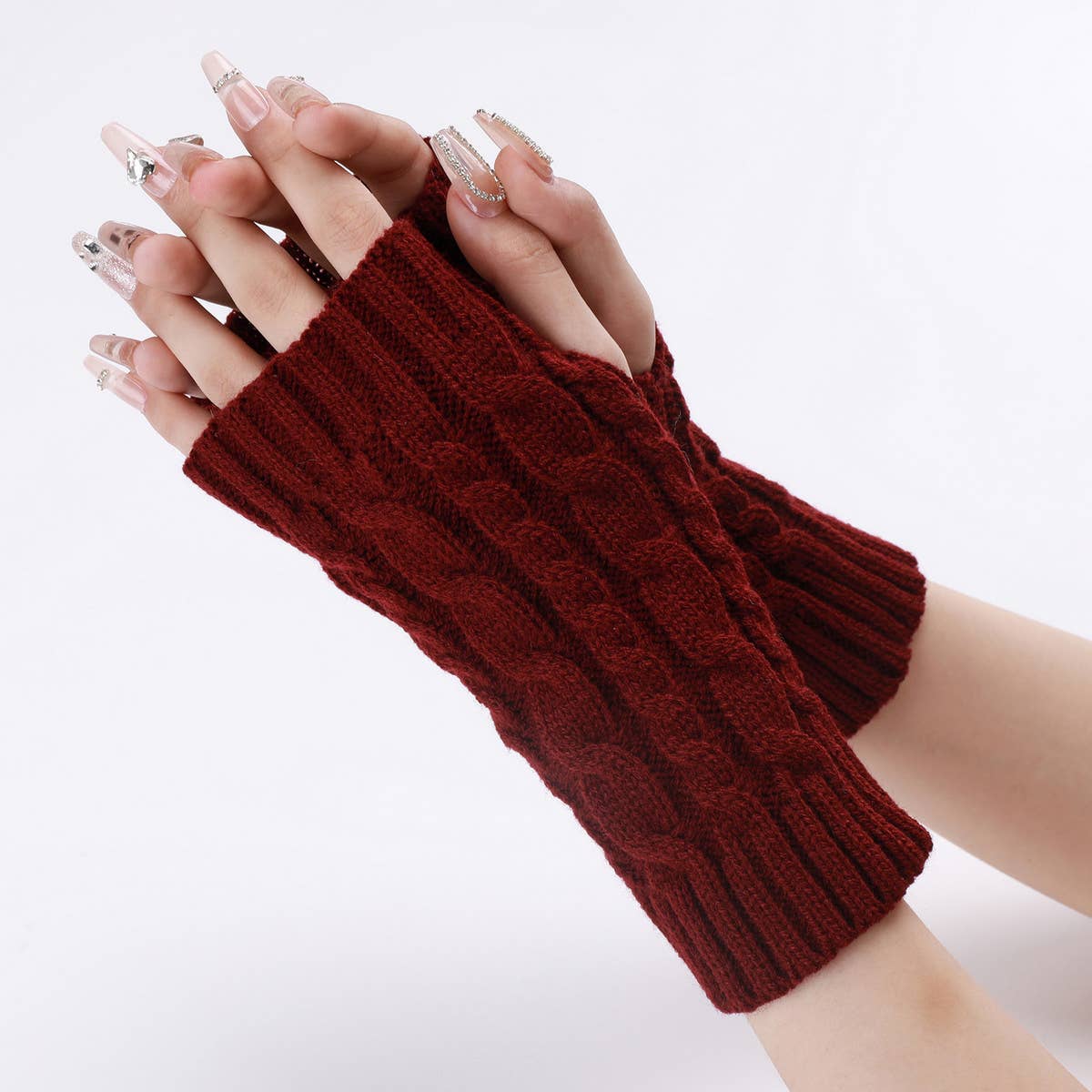 Braided Short Woolen Gloves_Cwag0101