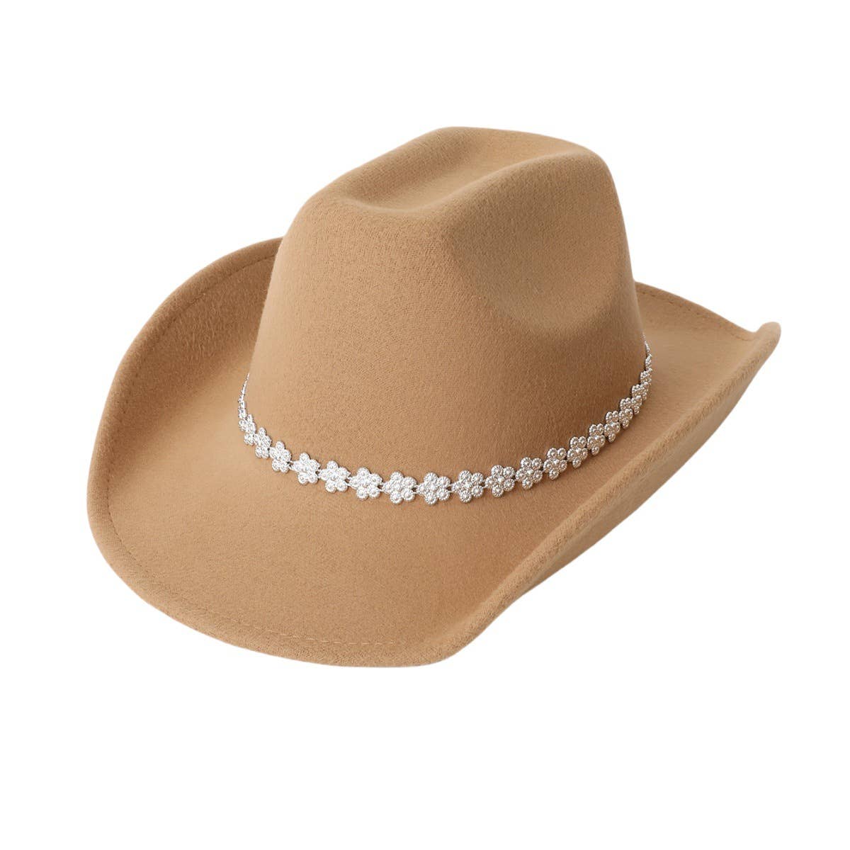 RHINESTONE WOOL FELT WESTERN COWBOY FEDORA HAT_CWAH3637