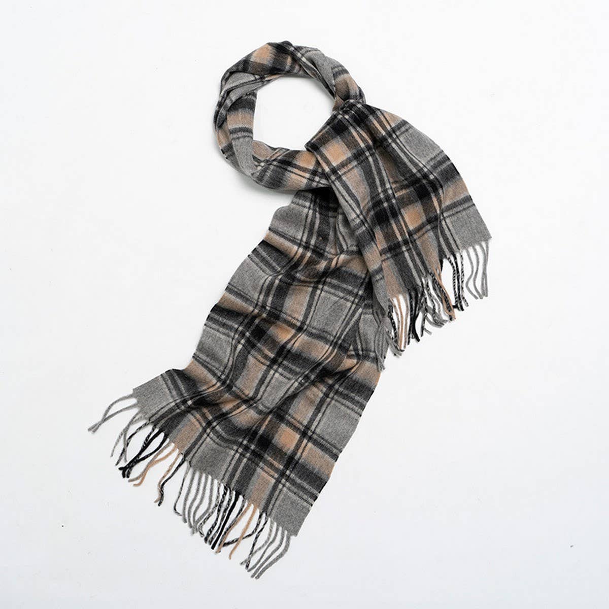 NORDIC PLAID WOOL SCARF WARM WINTER COUPLE WRAP_CWASC2357