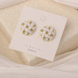 NEW SIMPLE HOLLOW GRID FOUR LEAF EARRINGS_CWAJE3985
