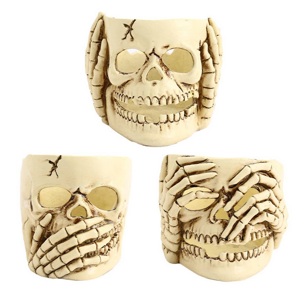 HALLOWEEN SKULL RESIN CANDLE HOLDER DECOR_CWAJE5297