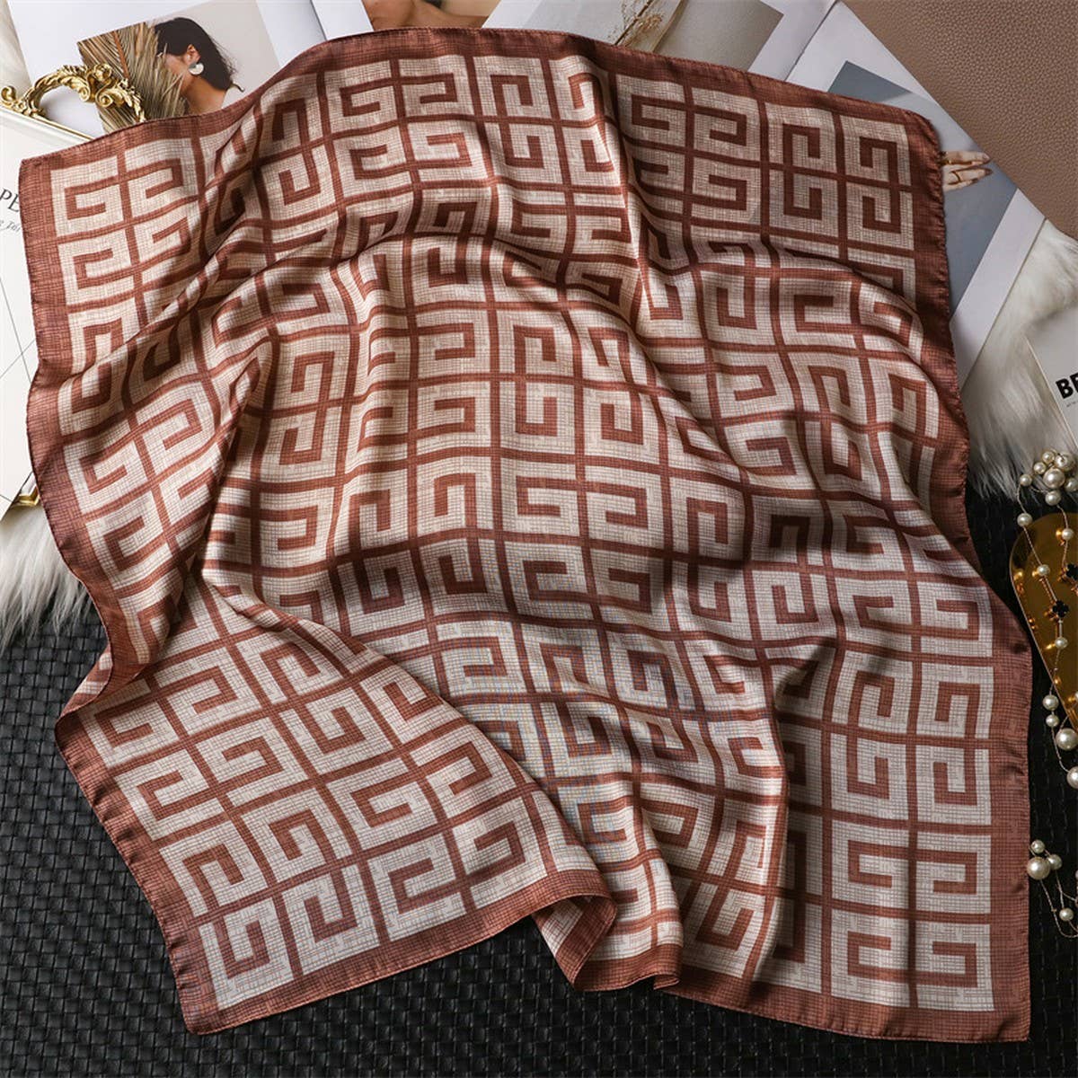 LUXURY SMALL SILK SCARF VERSATILE SHAWL_CWASC1433