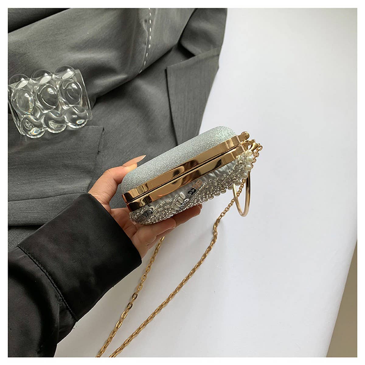 BEADED SEQUIN CELEBRITY HANDHELD EVENING CLUTCH _CWAB3246