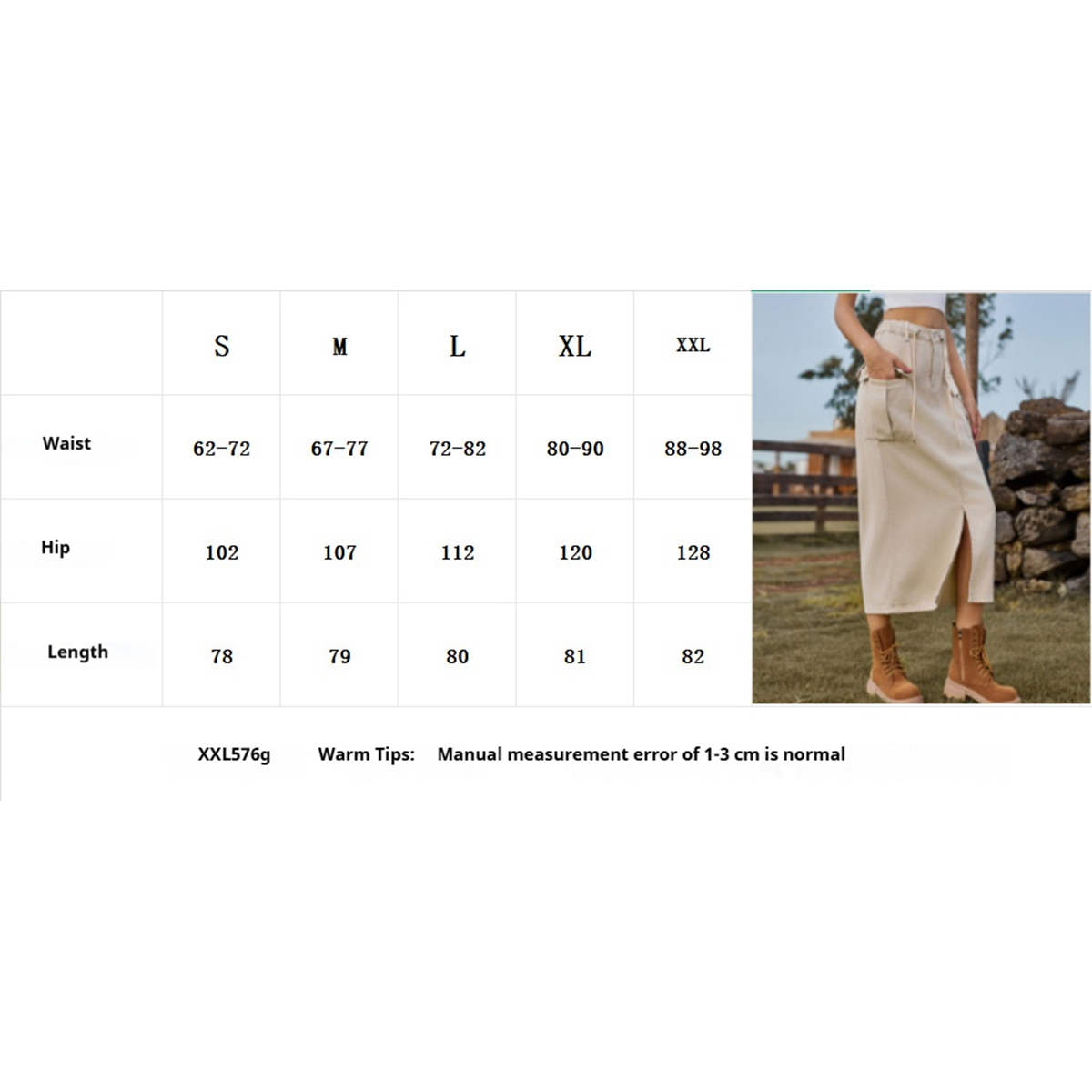 Washed Denim Cargo Skirt With Slit For Women_Cwjsk0197