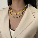 COLD GEOMETRIC COLOR SMILEY FACE NECKLACE_CWAJE1481
