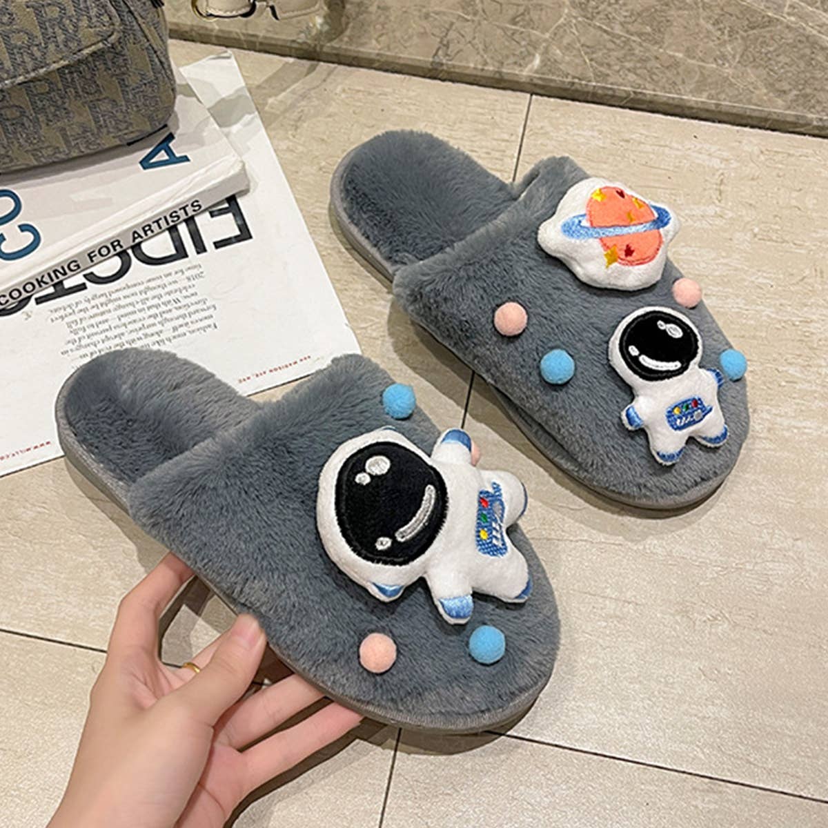 CARTOON SPACE ASTRONAUT HOME COTTON SLIPPERS_CWSHS0381