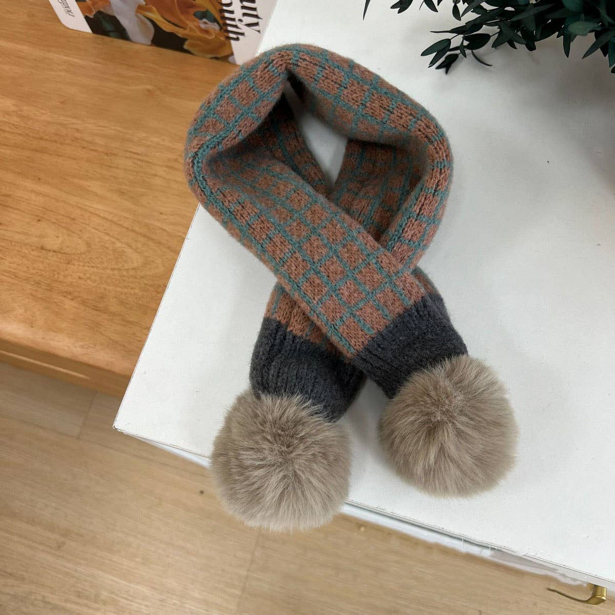 KNIT SCARF COZY WINTER CROSS NECK WARMER FOR KIDS_CWASC2101