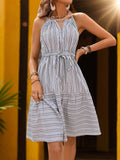 Strappy Halter Striped Halter Dress