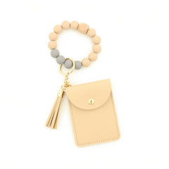 SILICONE BEAD BRACELET SOLID COLOR KEYCHAIN_CWMM1298
