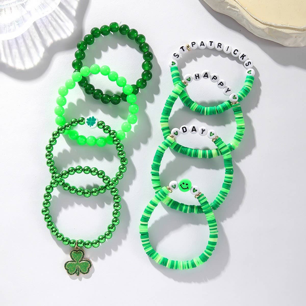 ST PATRICKS DAY BEADED LUCKY BRACELET SET_CWMM3503