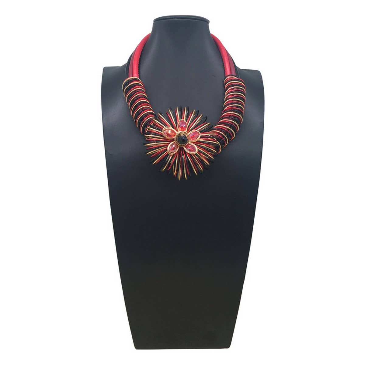 HANDMADE ALUMINUM WIRE FLOWER NECKLACE EARRING SET_CWMM4916