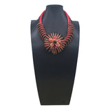 HANDMADE ALUMINUM WIRE FLOWER NECKLACE EARRING SET_CWMM4916