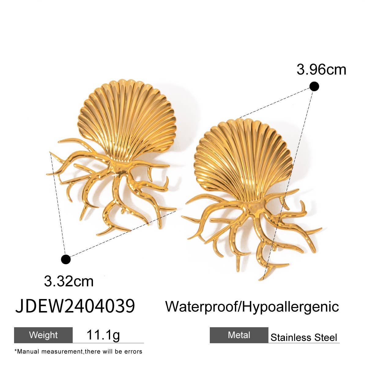 CREATIVE OCEAN SERIES GOLD SHELL EARRINGS_CWAJE1797