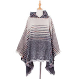 NEW HERRINGBONE GRADIENT HOODED CAPE SHAWL_CWASC1203