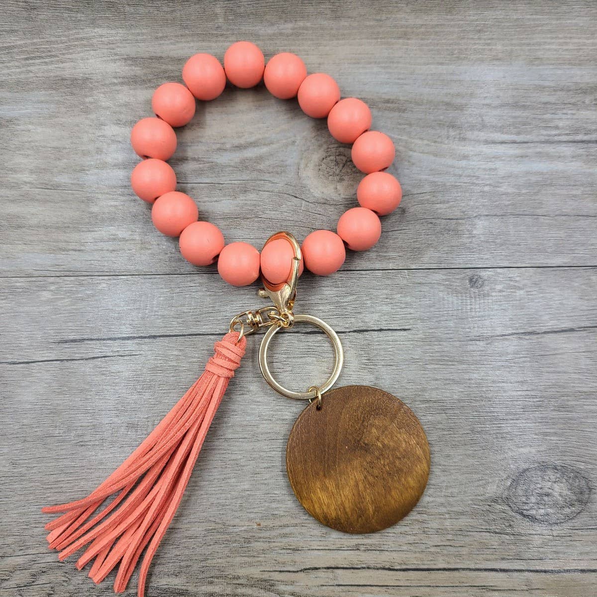 MULTI COLORED WOODEN BEAD BRACELET KEYCHAIN_CWAJE1069