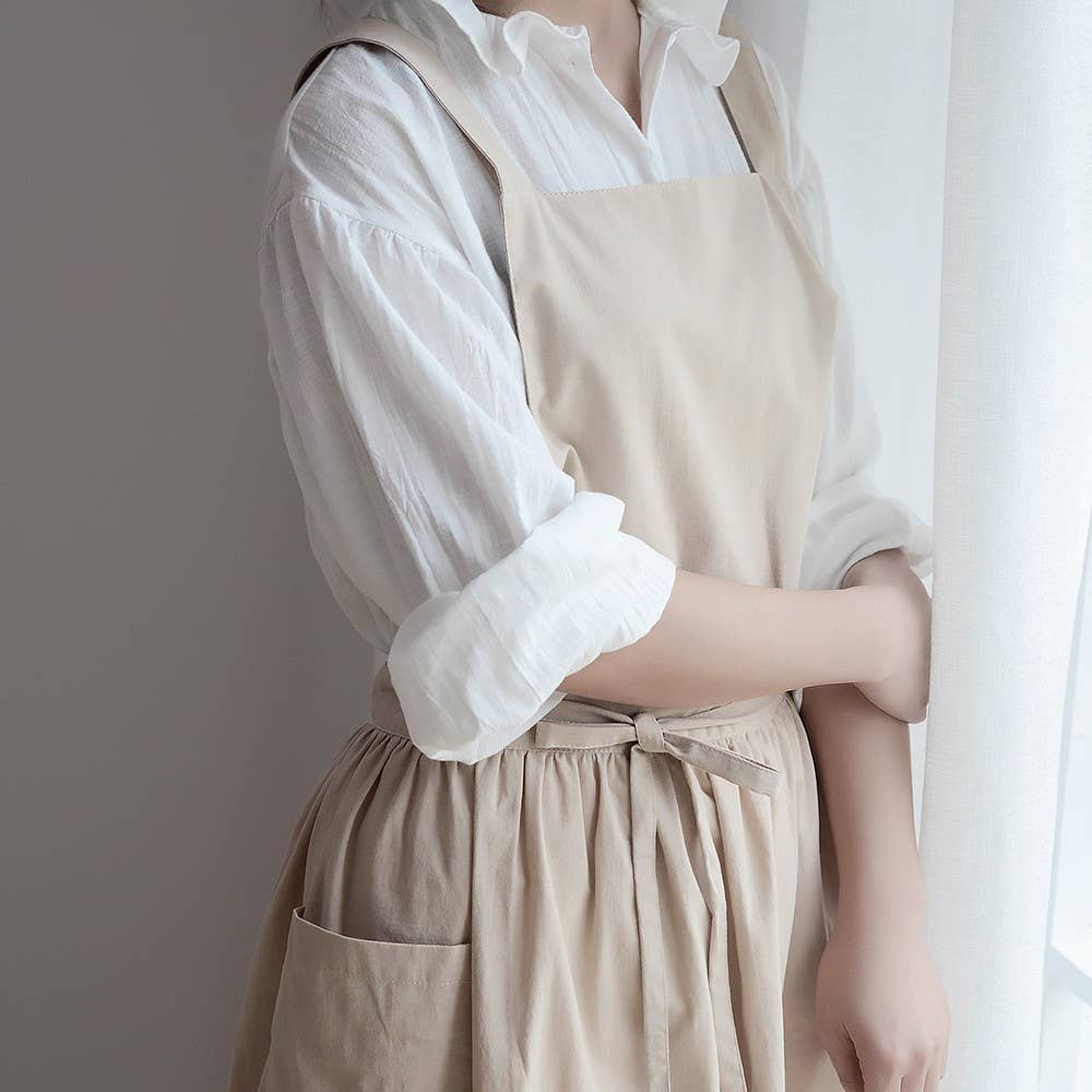Waterproof Cotton Linen Apron Aprons With Pocket_Cwmm3287