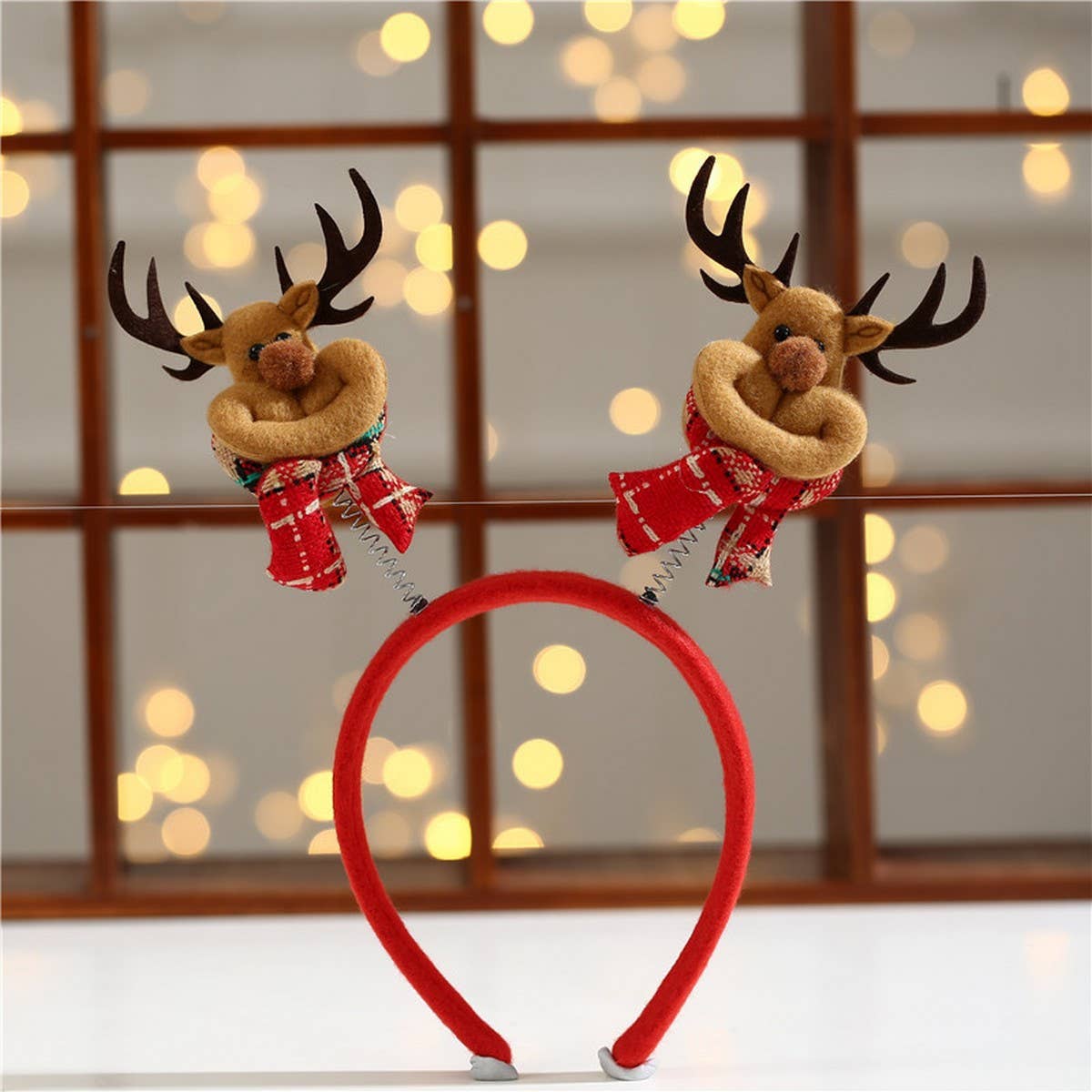 CHRISTMAS RED PLAID CARTOON CHILDRENS HEADBAND_CWAHA2740