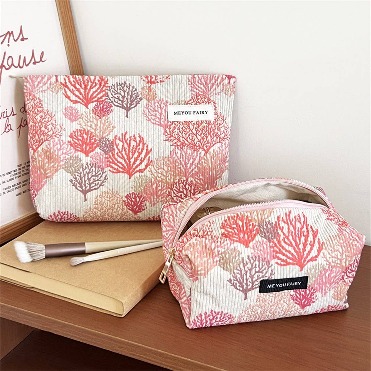 Corduroy Makeup Bag Large Travel Wash Hand Pouch_Cuab00734