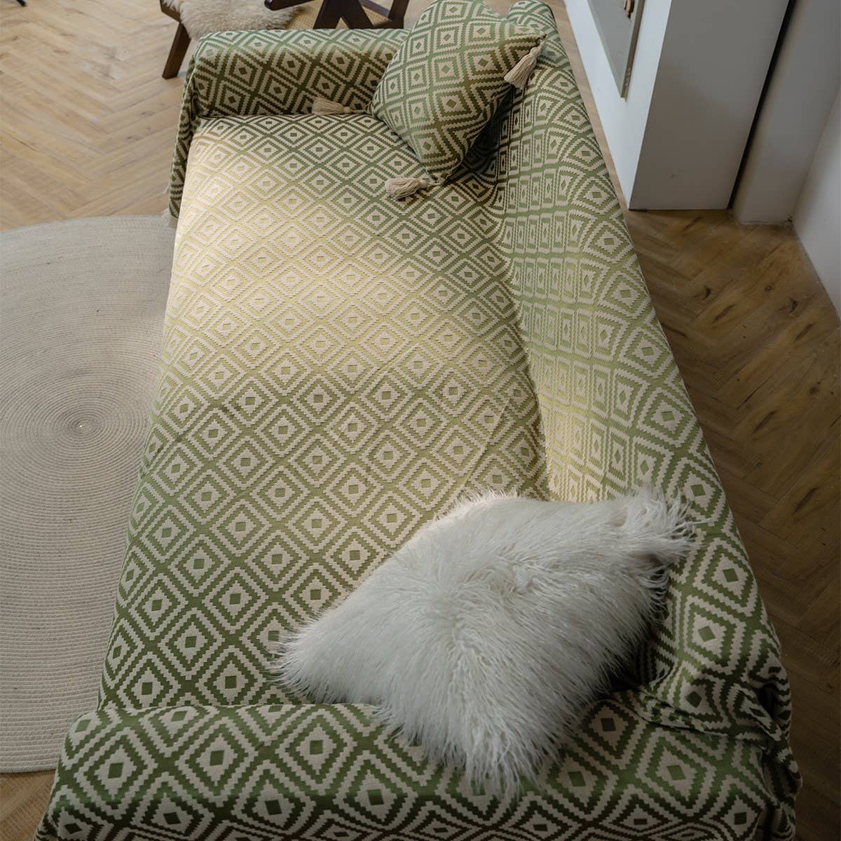 GEOMETRIC JACQUARD RETRO AMERICAN SOFA THROW_CWMM1652