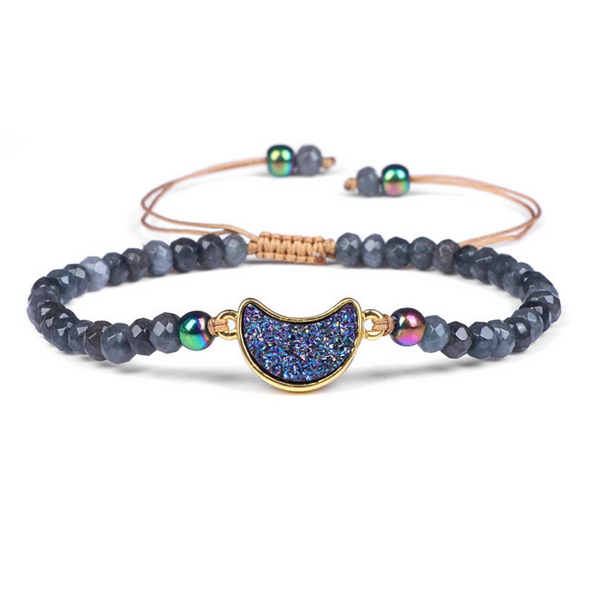 Cwaje3878_Natural Stone Beads Adjustable Braided Bracelet