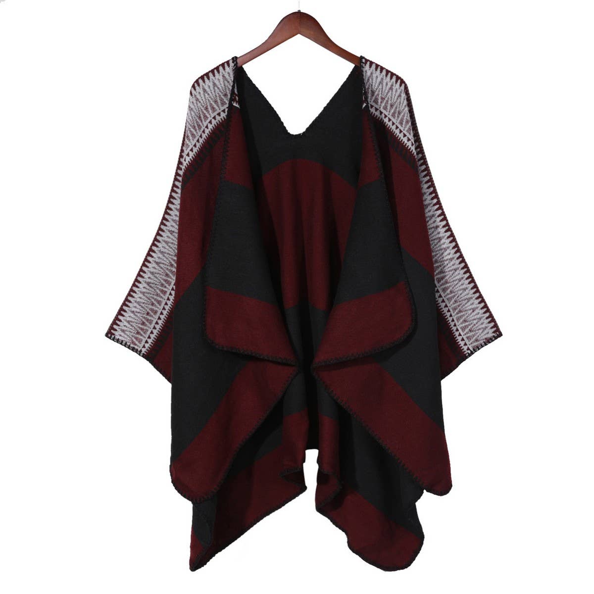 PRINTED DIAMOND LINE PATTERN BLANKET SHAWL CLOAK_CWASC0312