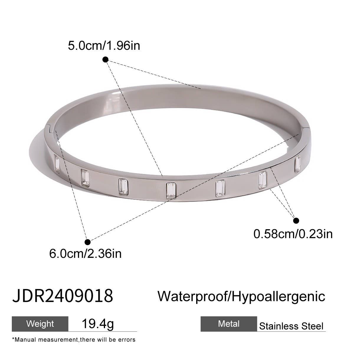 Zircon Clasp Bangle In Stainless Titani Steel_Cwaje4875