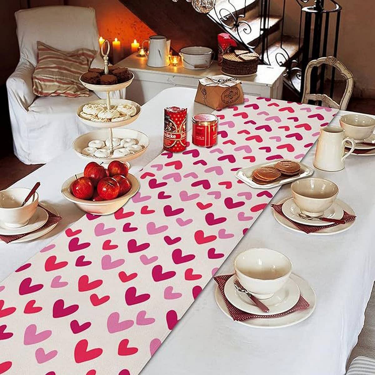 Valentines Day Heart Rose Printed Tablecloth_Cwmm0785