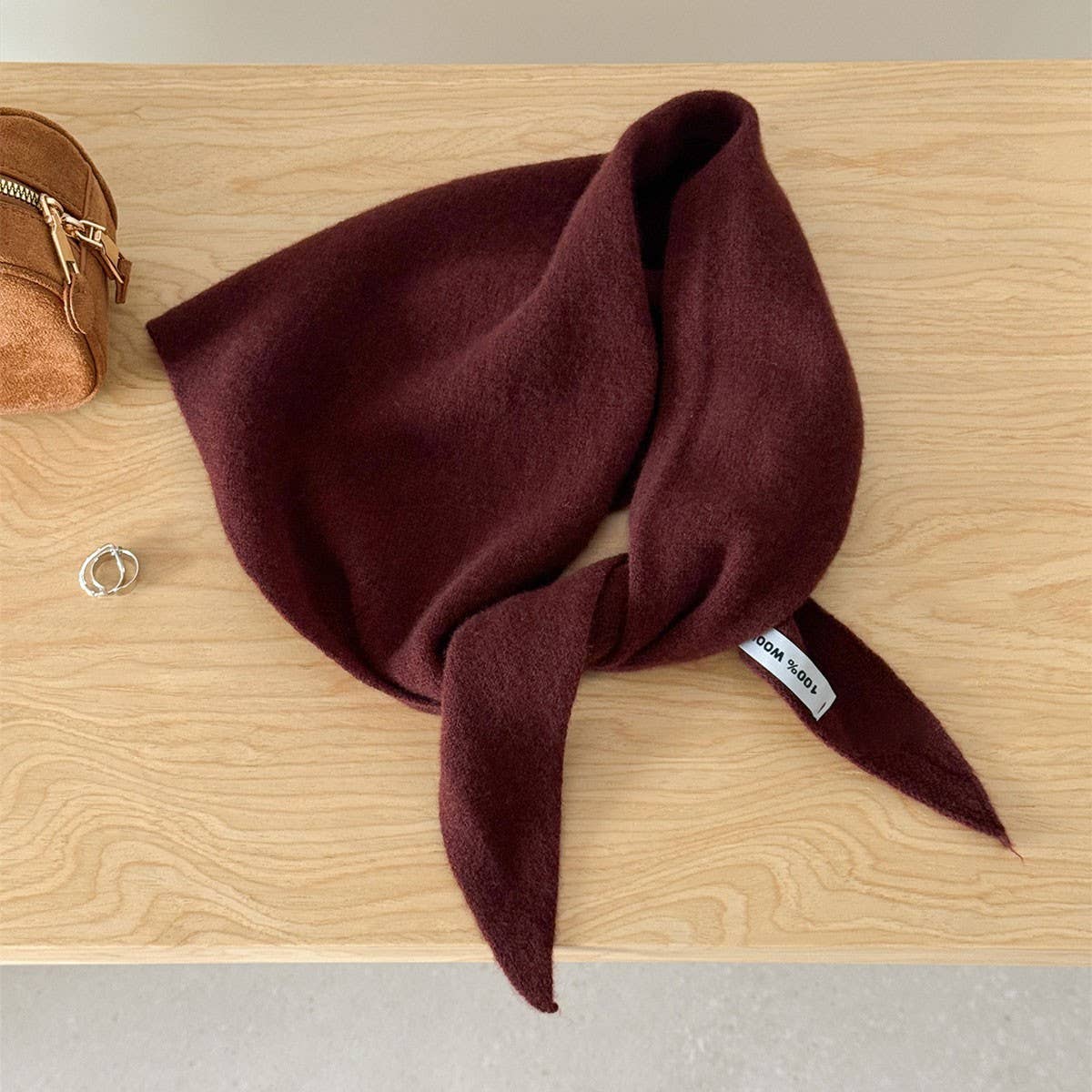 100% Wool Triangle Scarf Warm Knit Shawl_Cwov00262