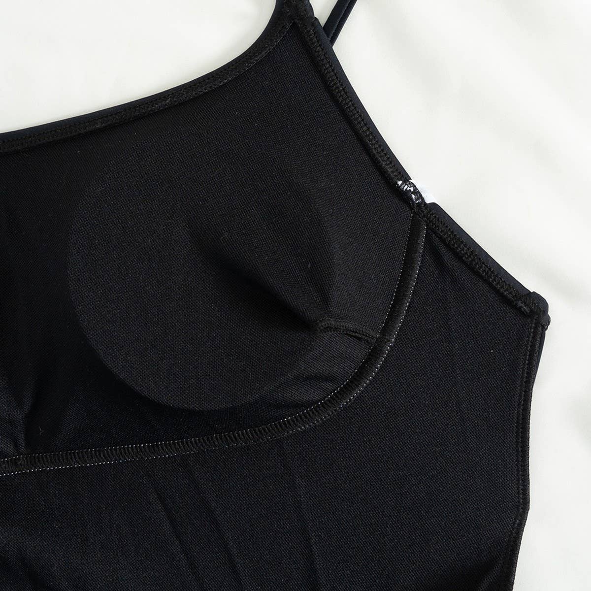 Womens Solid Color Splicing One-Piece Swimsuit